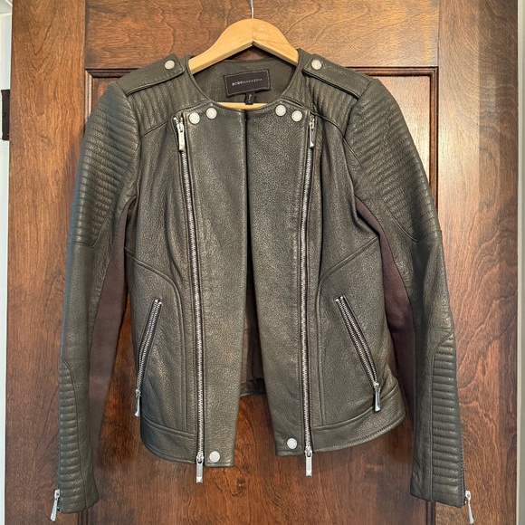 BCBG dark green leather jacket - Picture 1 of 7